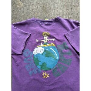 80s Vintage Surf The Earth Purple Shirt Tagged XL Fits A Medium